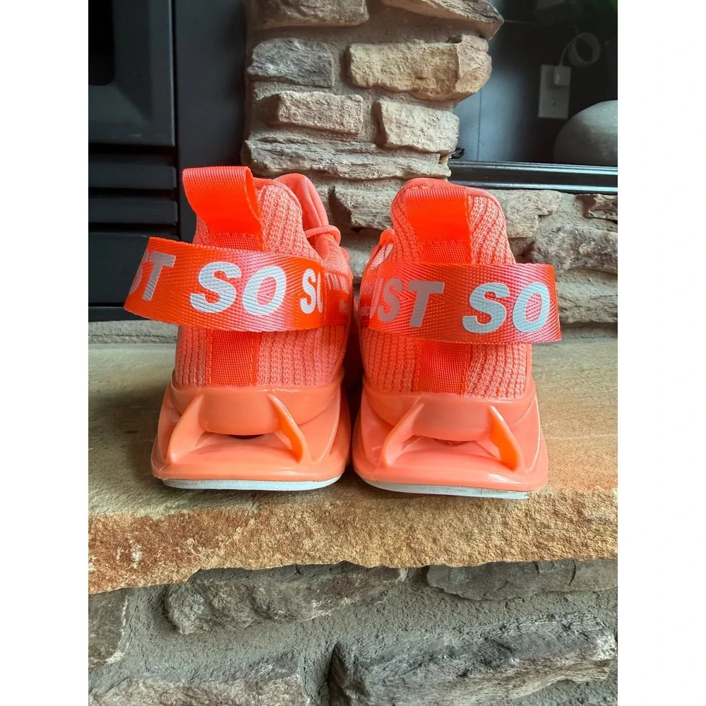 Just So So Womens Running Shoes Neon Orange Coral Blade Sneakers Size 40 Bright